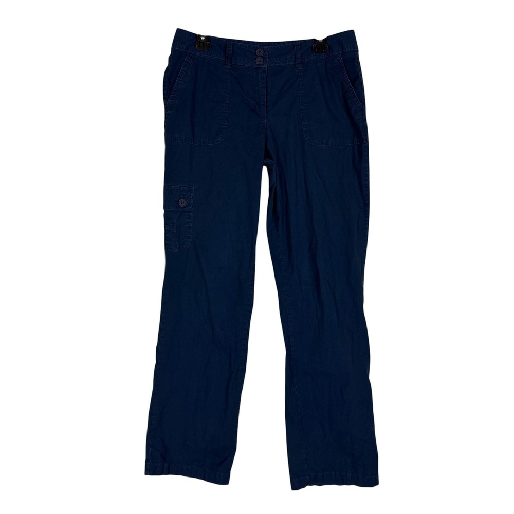 Liz Claiborne Pants Womens 8 Blue Cargo Twill Straight Leg Stretch Pockets‎